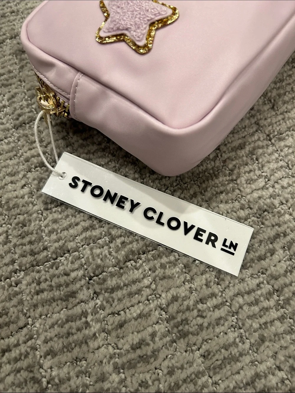 Stoney Clover Lane Pink Star Appliqué Cosmetic Pouch